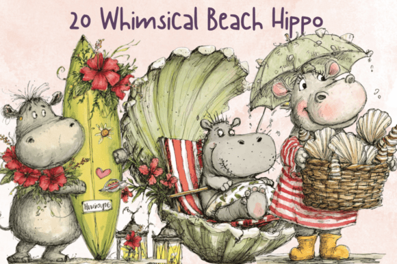 Download Quirky Beach Hippopotamus Clipart - Hip Collection