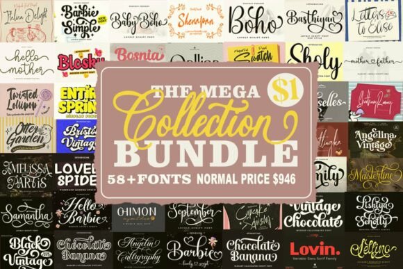 Download Mega Collection Font Bundle – 58 Fonts - Premium Resources