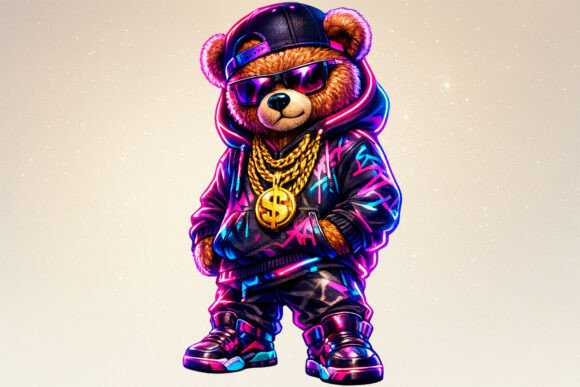 Download Neon Hip Hop Teddy Bear PNG Clipart Art - Hip Collection